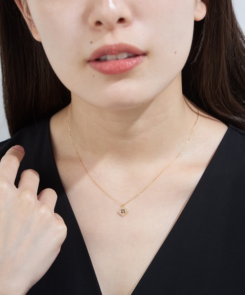 ネックレス K10YG タンザナイト・ダイヤモンド ネックレス レディースの画像