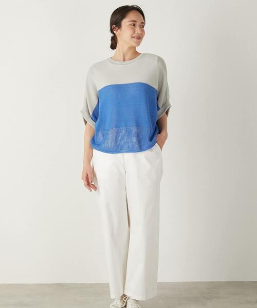 「MELROSE claire」 半袖ニット FREE スカイブルー レディース_画像7