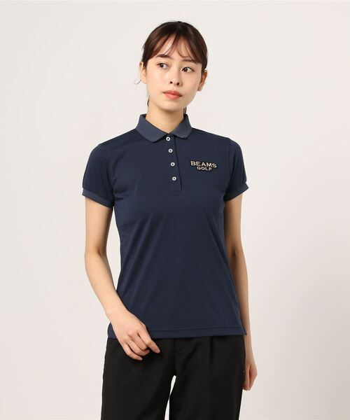「BEAMS GOLF」 半袖ポロシャツ MEDIUM ネイビー レディース_画像2