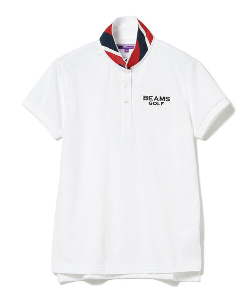 「BEAMS GOLF」 半袖ポロシャツ MEDIUM ネイビー レディース_画像6