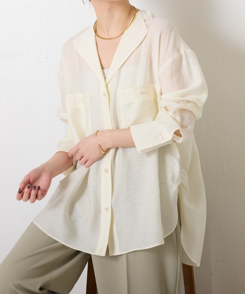 「COLLAGE GALLARDAGALANTE」 長袖シャツ FREE ネイビー レディース_画像3