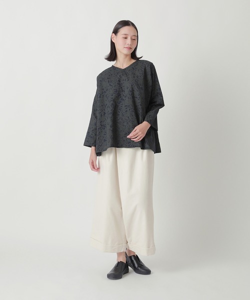 Plantation（プランテーション） 長袖ブラウス M size カーキ 