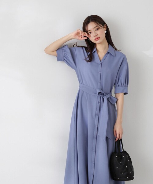 「PROPORTION BODY DRESSING」 シャツワンピース SMALL ネイビー レディース_画像3