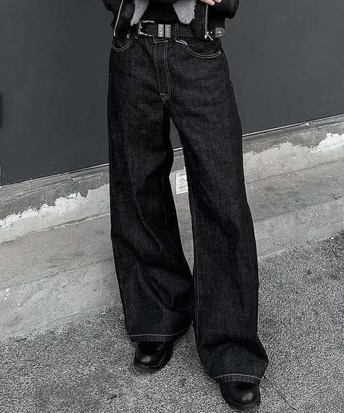 「JOHNNY WOLF」 デニムパンツ M ブラック メンズ_画像2