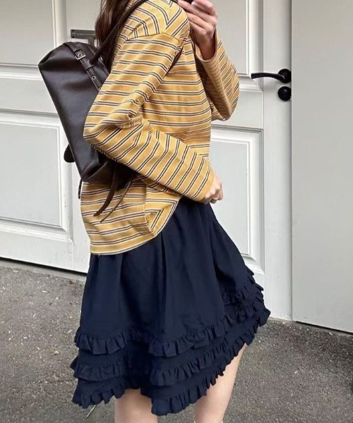 「Achic」 フリルスカート M ブルー レディース_画像2