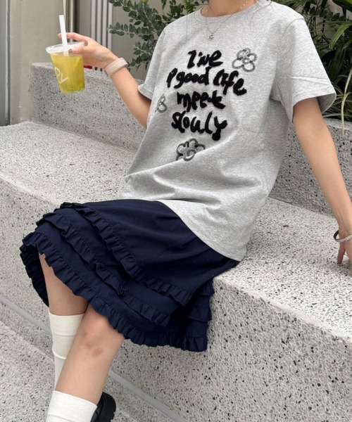 「Achic」 フリルスカート M ブルー レディース_画像6