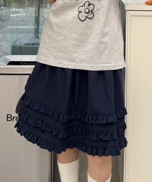 「Achic」 フリルスカート M ブルー レディース_画像8