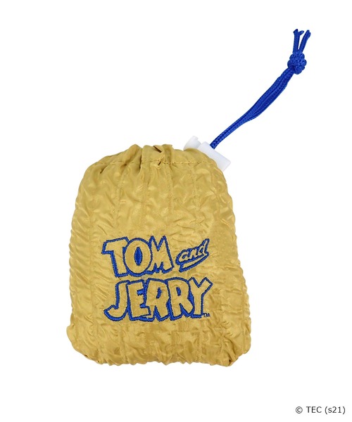 トムジェリ　刺繍付きベージュかごバッグ　新品未使用品 トムとジェリー メッシュポケットトートバッグ(イエロー) トムジェリ