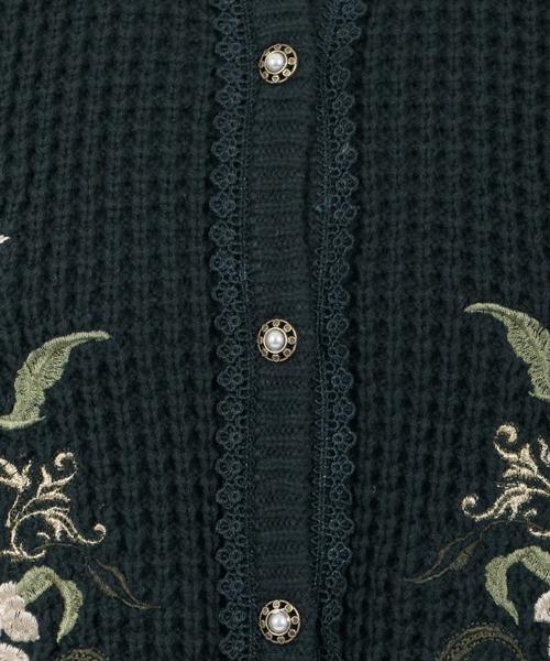 axes femme カーディガン アールヌーヴォー刺繍カーデ