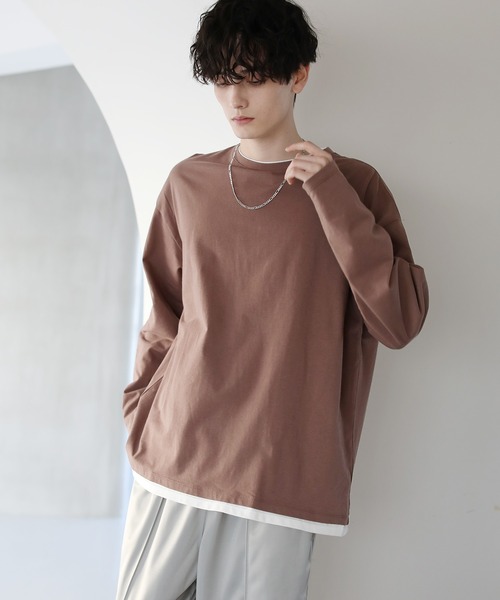ASTRONOMY tシャツ ルーズベーシック フェイクレイヤード長袖Tシャツ 