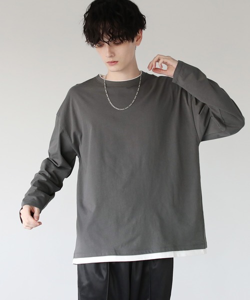 ASTRONOMY tシャツ ルーズベーシック フェイクレイヤード長袖Tシャツ 