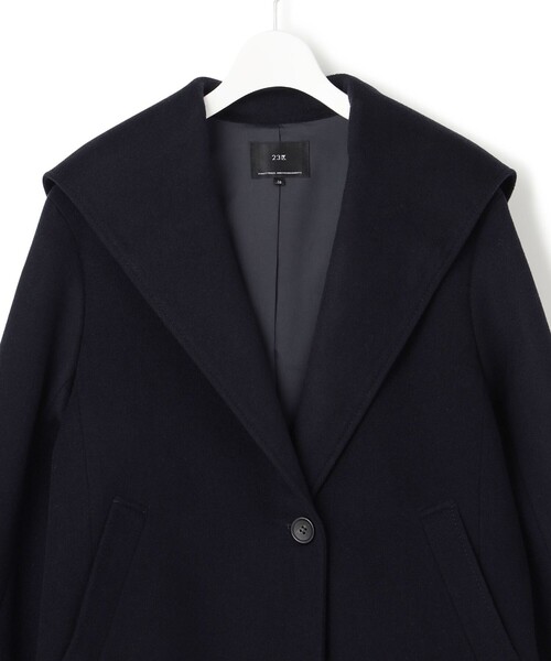 美品★23区　ウール　カシミヤ　フード付き　ミドル丈　L　CLASSY.掲載 23区 アウター 「CLASSY.1月号掲載」ウールカシミヤビーバー