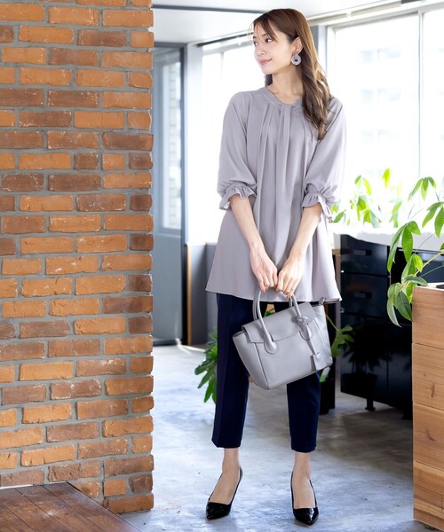 レリアン　ボウタイ風　7分袖ブラウスチュニック 17＋ 黒　美品 レリアン ボウタイ風 7分袖ブラウスチュニック 17＋ 黒 美品 - メルカリ