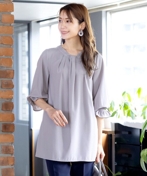 Tiaclasse ブラウス シャツ 「洗える」ボウタイ風チュニック