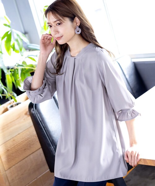 Tiaclasse ブラウス シャツ 「洗える」ボウタイ風チュニック