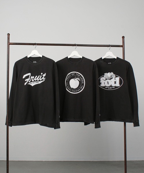 FRUIT OF THE LOOM tシャツ 「FRUIT LOOM」BLACK PRINT L/S TEE