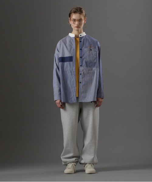 ブラウス シャツ L-CRAZY PATTERN STRIPE SHIRT/クレイジーパターンストライプシャツ レディース CREZY PATTERN STRIPE SHIRT/ クレイジーパターンストライプ