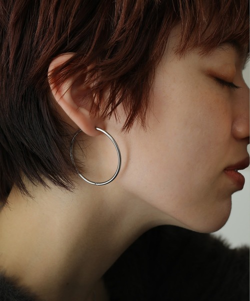 ORLEAN ピアス 金属アレルギー対応 シンプルフープピアス 40mm