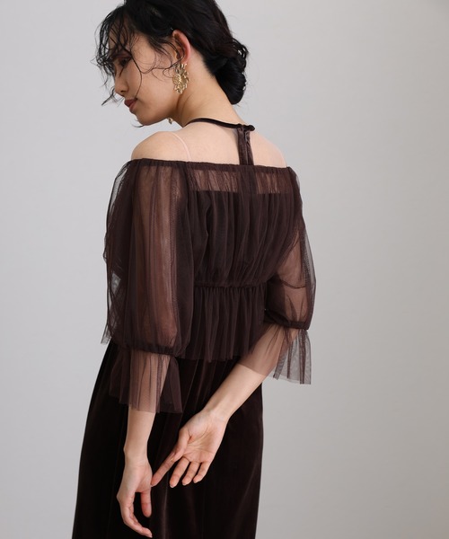 ドレス ロング＆七分袖フォーマルチュールセレモニー結婚式 パーティー