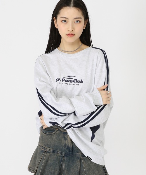 日本未入荷 CHUU★バックリボンスリムロングスリーブTシャツ tシャツ 「UNISEX」SAINTPAIN/EMBLEMラインロングスリーブT