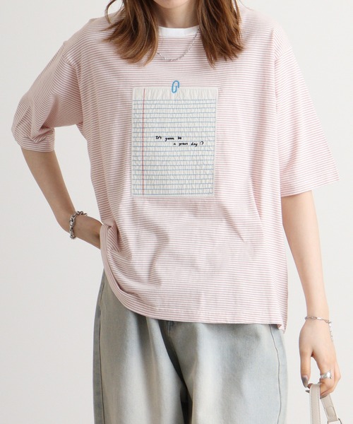 Emago（イマゴ） tシャツ 半袖 文房具刺繍T レディース : ZOZOTOWN