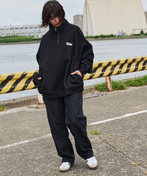 FIRST DOWN トレーナー スウェット ロゴ ハーフジップスウェット
