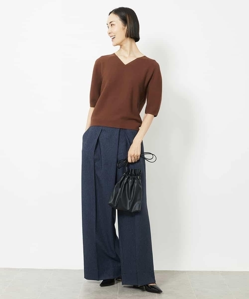 MICHEL KLEIN ニット セーター ホールガーメント(R)Vネック