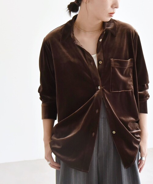 ブラウス シャツ quaranciel:「手洗い可能」リラックス ナロー シャツ レディース