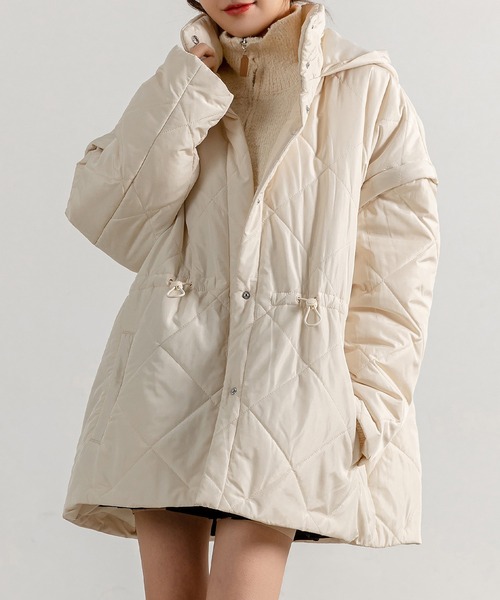 DAY CLOSET ベスト ジレ レディース 2WAYドローコードキルティング