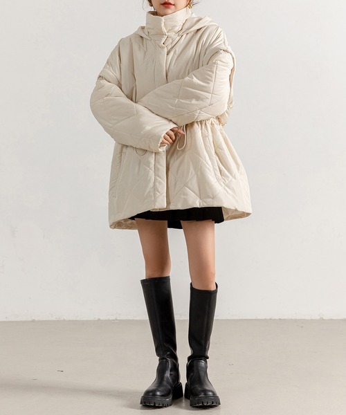 ベスト ジレ レディース 2WAYドローコードキルティング×ベストショートジャケット レディース DAY CLOSET ベスト ジレ レディース 2WAYドローコード