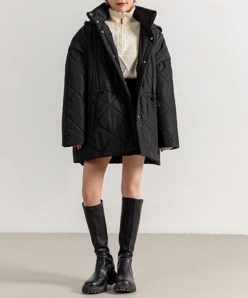 ベスト ジレ レディース 2WAYドローコードキルティング×ベストショートジャケット レディース DAY CLOSET ベスト ジレ レディース 2WAYドローコード