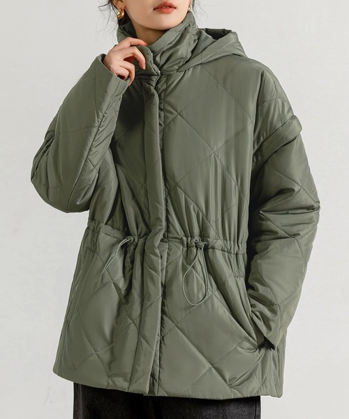 ベスト ジレ レディース 2WAYドローコードキルティング×ベストショートジャケット レディース DAY CLOSET ベスト ジレ レディース 2WAYドローコード