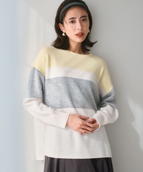 ニット セーター 「Oggi1月号掲載/洗える」ウールカシミヤ カラーブロック ニット レディース 23区 ニット セーター 「Oggi1月号掲載/洗える」ウールカシミヤ