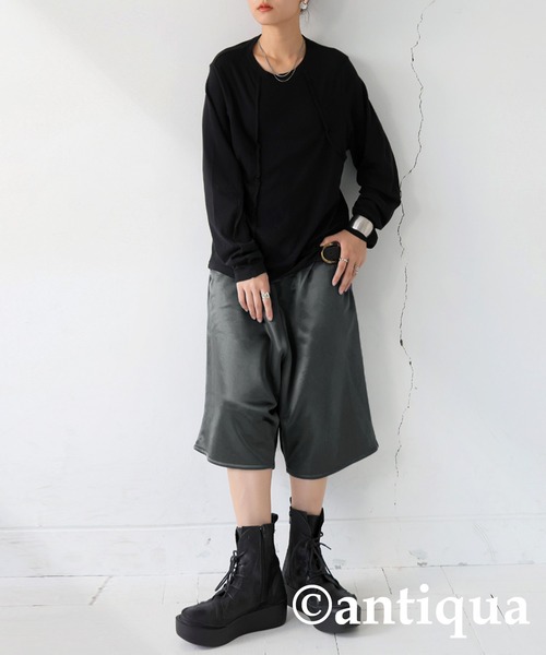 antiqua（アンティカ） ハーフパンツ パンツ 短パン サテンハーフ