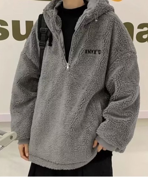 ボアブルゾン NOWLE ブルゾン アウター 「NOWLE」ハーフジップ フーディー