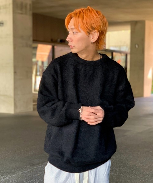 link lot セーター ニット シャギー クルーネック プルオーバー ニット