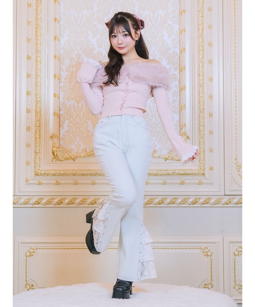 Me roir ニット セーター エコファーオフショルニットTOPS