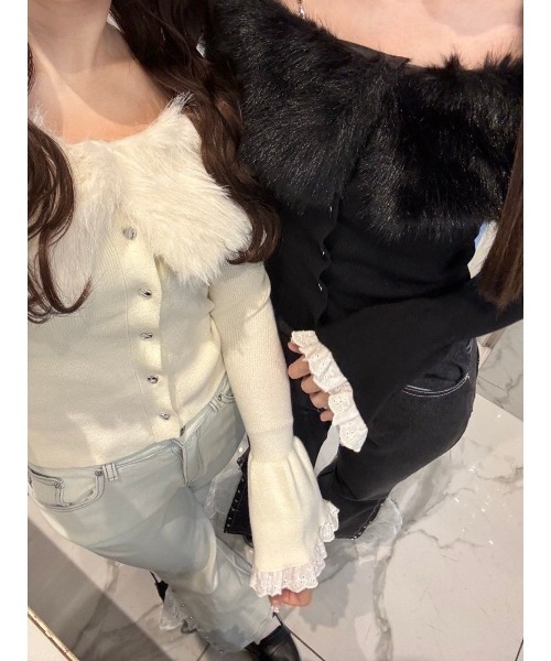 Me roir ニット セーター エコファーオフショルニットTOPS