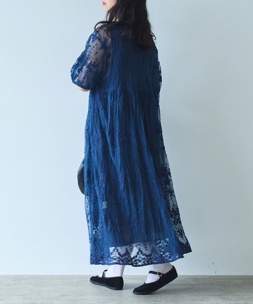 bulle de savon tulle 刺繍 丸衿ワンピース AMBIDEX Store 〇 tulle 刺繍 丸襟 ワンピース(F コン): bulle