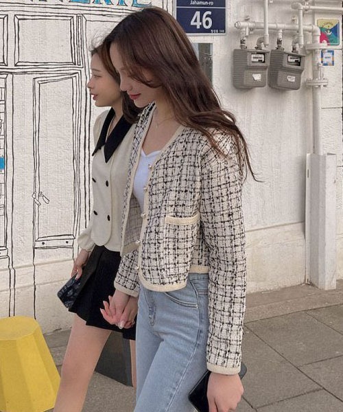 「SONA」 「fashion」ツイードジャケット FREE アイボリー レディース_画像8