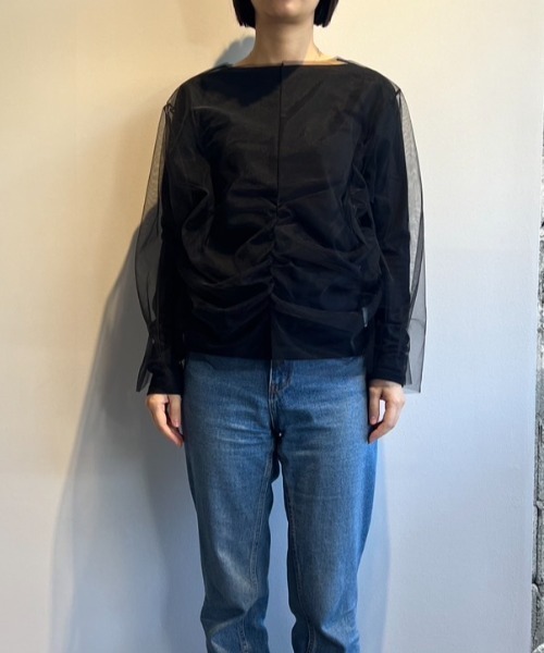 tシャツ MANOF TULLE DOCKING CUT TOPS レディース