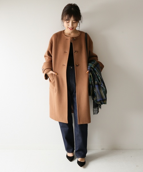 【美品・完売品】　Spick and Span ノーカラーシャギーコート Spick＆Span（スピック アンド スパン） 「Spick & Span」 ノーカラー