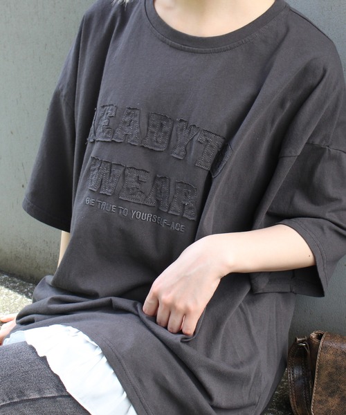 SpRay（スプレイ） tシャツ 半袖 貼付ロゴBIG Tシャツ レディース