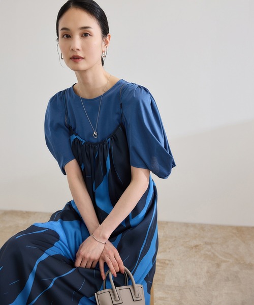 tシャツ 「洗える」クリア天竺ボリュームスリーブプルオーバー「お仕事・通勤対応」 レディース ROPE' tシャツ 「洗える」クリア天竺ボリュームスリーブプル