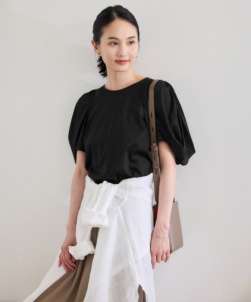 ROPE' tシャツ 「洗える」クリア天竺ボリュームスリーブプル