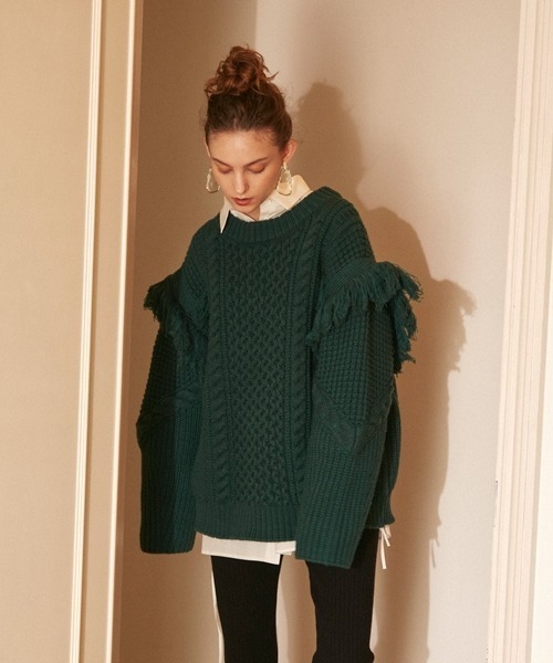 「emmi」 長袖ニット ONE SIZE ホワイト レディース_画像2