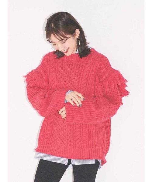 「emmi」 長袖ニット ONE SIZE ホワイト レディース_画像3