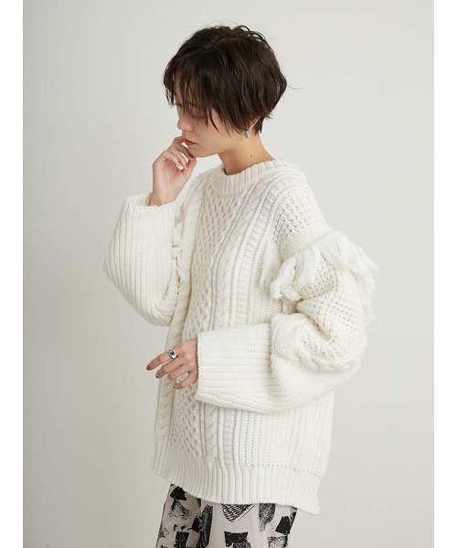 「emmi」 長袖ニット ONE SIZE ホワイト レディース_画像5