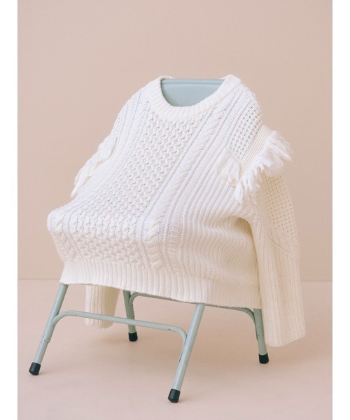 「emmi」 長袖ニット ONE SIZE ホワイト レディース_画像8