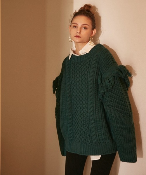 「emmi」 長袖ニット ONE SIZE ホワイト レディース_画像9